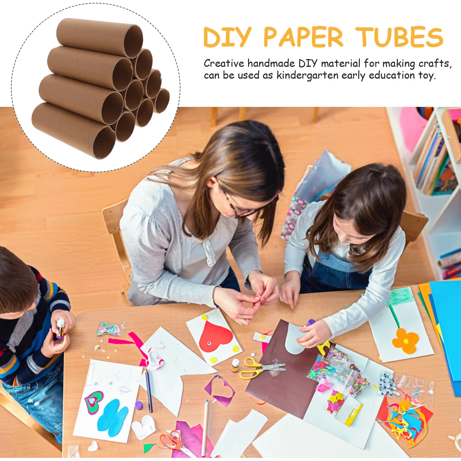 12 Pcs Kindergarten Paper Tube DIY Graffiti Materials Toilet Crafts Making Tubes Kids Round Cardboard Child