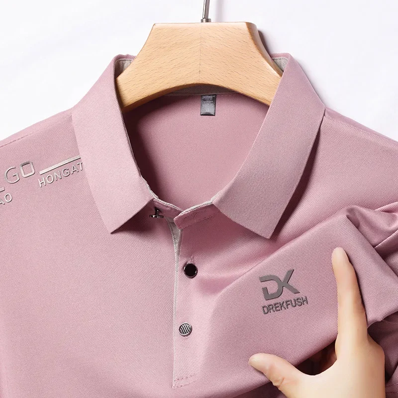 Neues Herren-Business-Casual-Kurzarmhemd mit Abzeichen, einfarbiges Poloshirt, modisches, atmungsaktives, bequemes, vielseitiges Oberteil