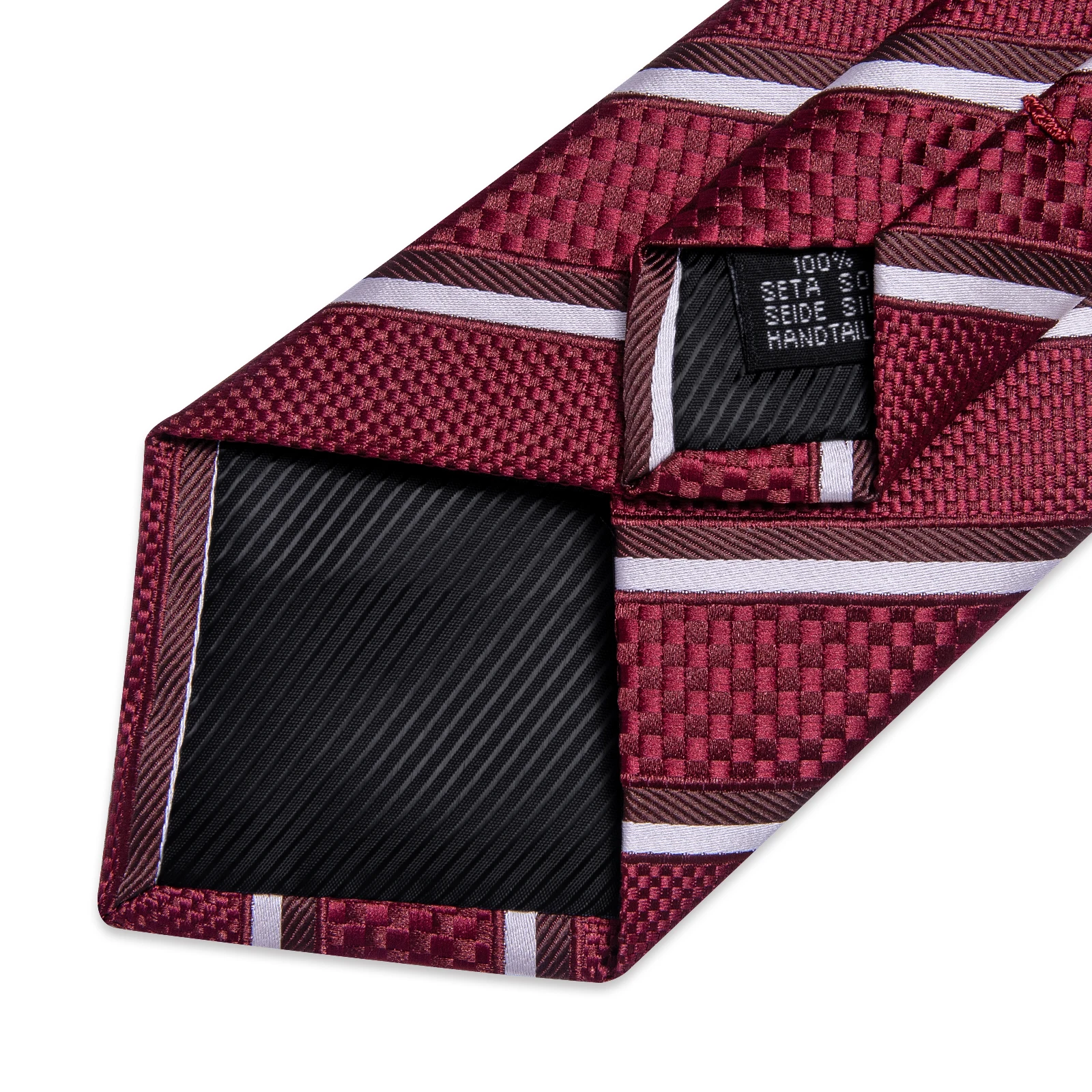 럭셔리 남성용 타이 자카드 스트라이프 넥타이 포켓 스퀘어 커프스 세트 레드 네이비 블루 핑크 남성 결혼식 비즈니스 파티 선물