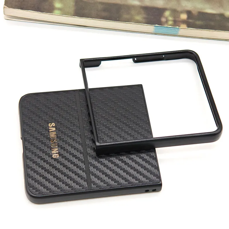 Per Samsung Galaxy Z Flip3 Flip4 Flip5 Flip6 Flip7 Flip 7 6 5 4 3 Custodia rigida antiurto in fibra di carbonio Cover posteriore protettiva