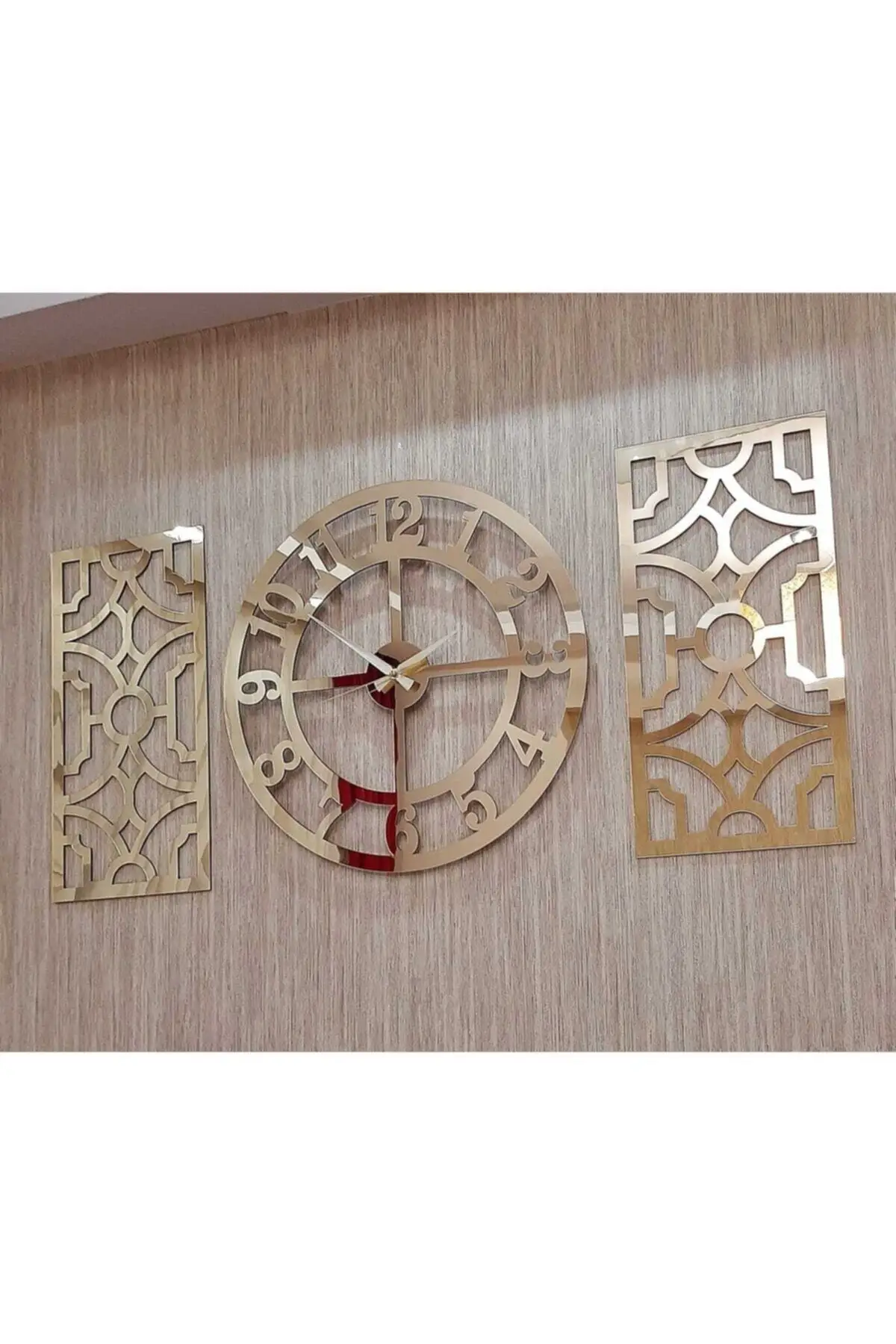 3. Wall Clock And Decor over Mdf Mirrored Plexy Clock 40x40 Cm Side Decor 19x42cm Gold