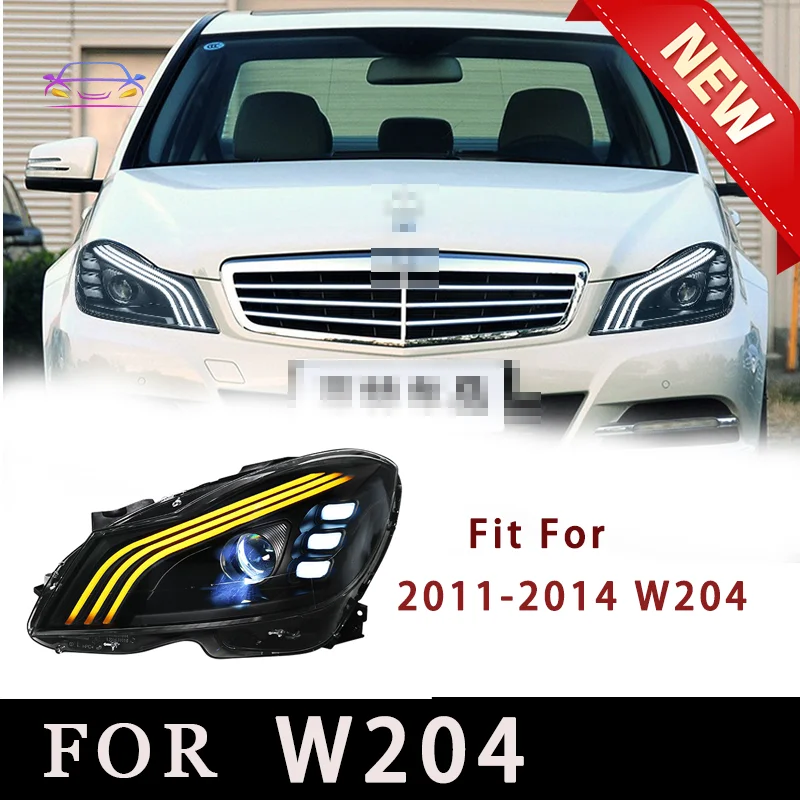 

Автомобиль для 2011-2014 Mercedes-Benz C-class W204, Модифицированная фотолинза, ежедневная работа, зеркальный сигнал поворота воды, фара в сборе