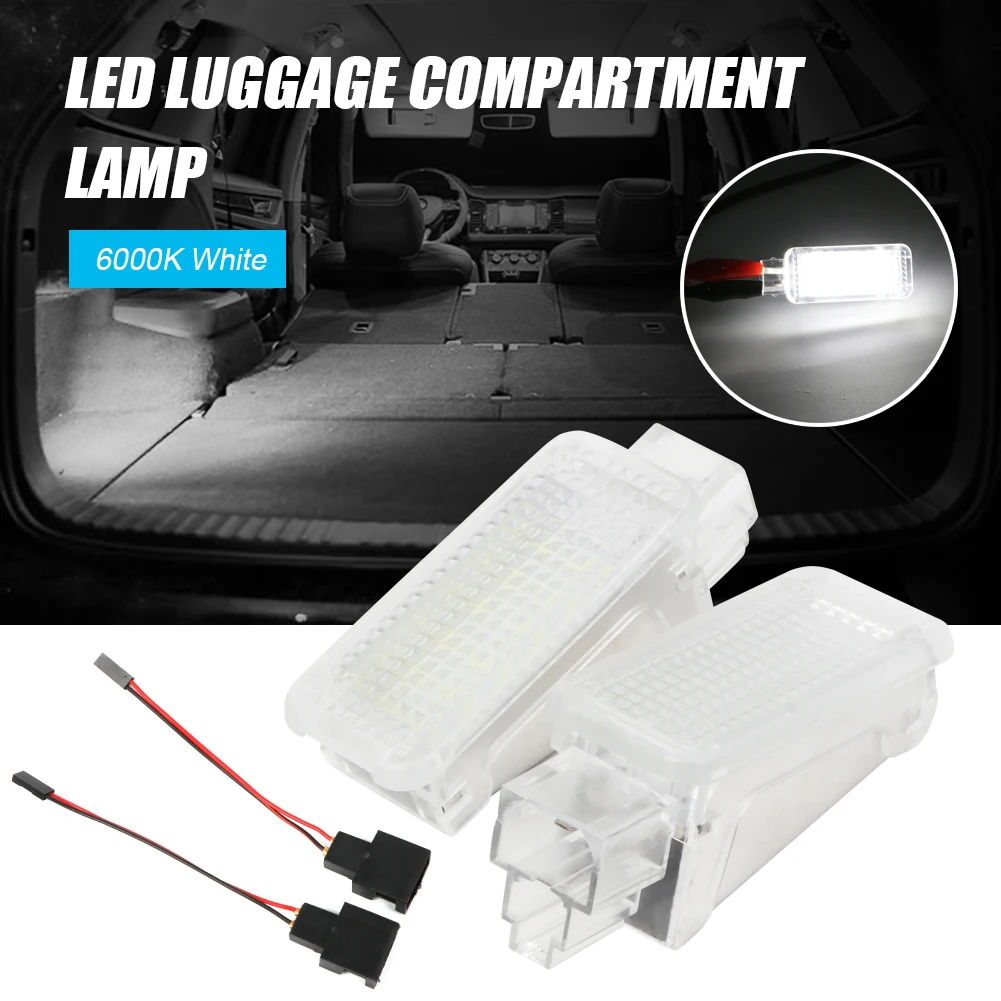 2Pcs LED Luggage Compartment Trunk Boot Light for Skoda Fabia Mk1 Mk2 Octavia Mk2 Mk3 Roomster Superb Kodiaq Interior Acessories