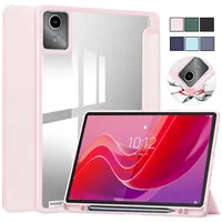 Tablet Case for Lenovo Xiaoxin Pad 2024 Tab M11 11 Inch Trifold Pencil Holder Acrylic Back Flip Stand Kickstand Shockproof Cover