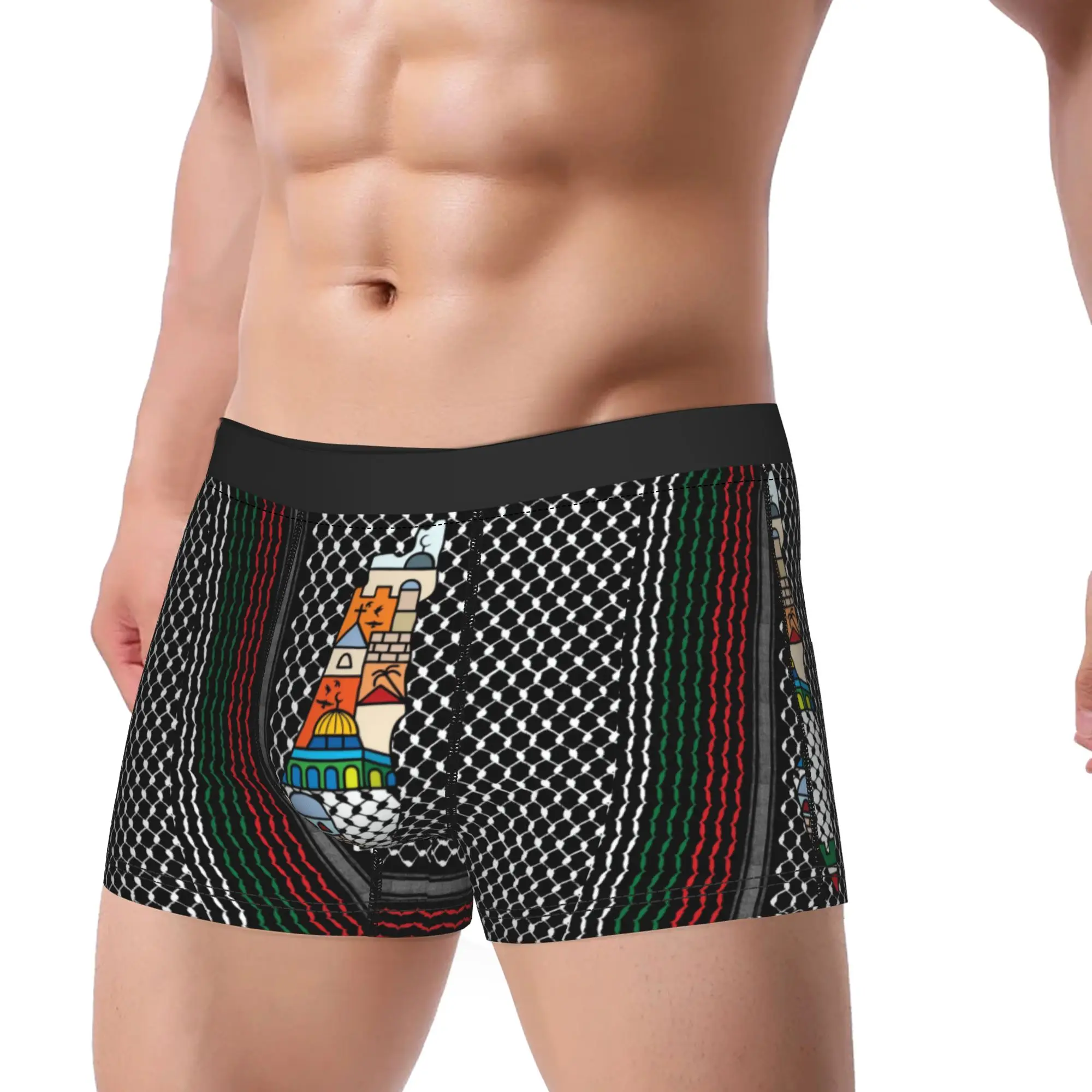 

Мужское нижнее белье с палестинской картой Палестины, трусы-боксеры с узором Куфия Хатта, шорты, трусы для Homme, большие размеры