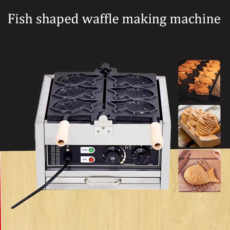 상업용 3 Pcs 전기 닫는 입 아이스크림 Taiyaki 기계 물고기 모양 와플 메이커 기계 케이크 오븐