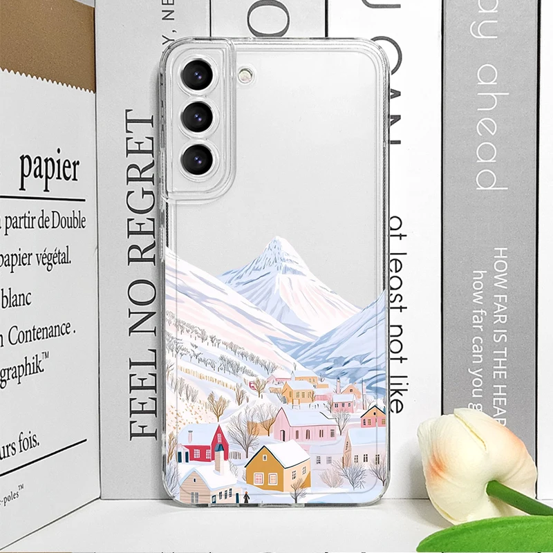 الإبداعية الشتاء تزلج قرية مشهد واضح جراب هاتف ل Vivo 50 لايت V30 V27 V25 V23 برو Y36 Y29 Y76 Y75 Y100 Y04 5G غطاء ناعم