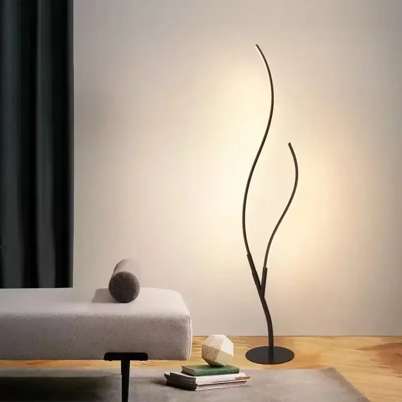 Artistic Floor Lamp Simple and Modern Living Room Sofa Side Decoration Bedroom Headboard Double Curved Design LED Fishing Light