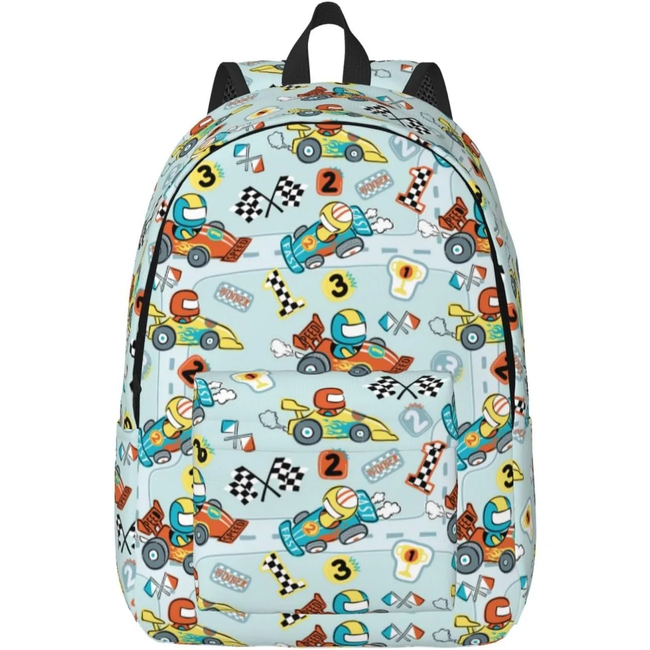 

Travel Laptop Backpack - Cartoon Car Racing Canvas Backpack Computer Backpack Bag