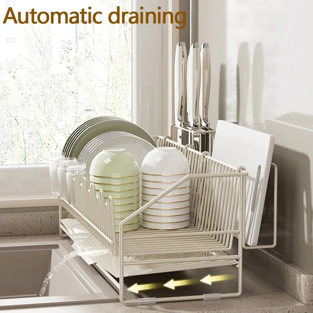 Durable Portable Storage Rack Multifunctional Convenient Drain Dish Rack Holder Cutting Board Organizer Household