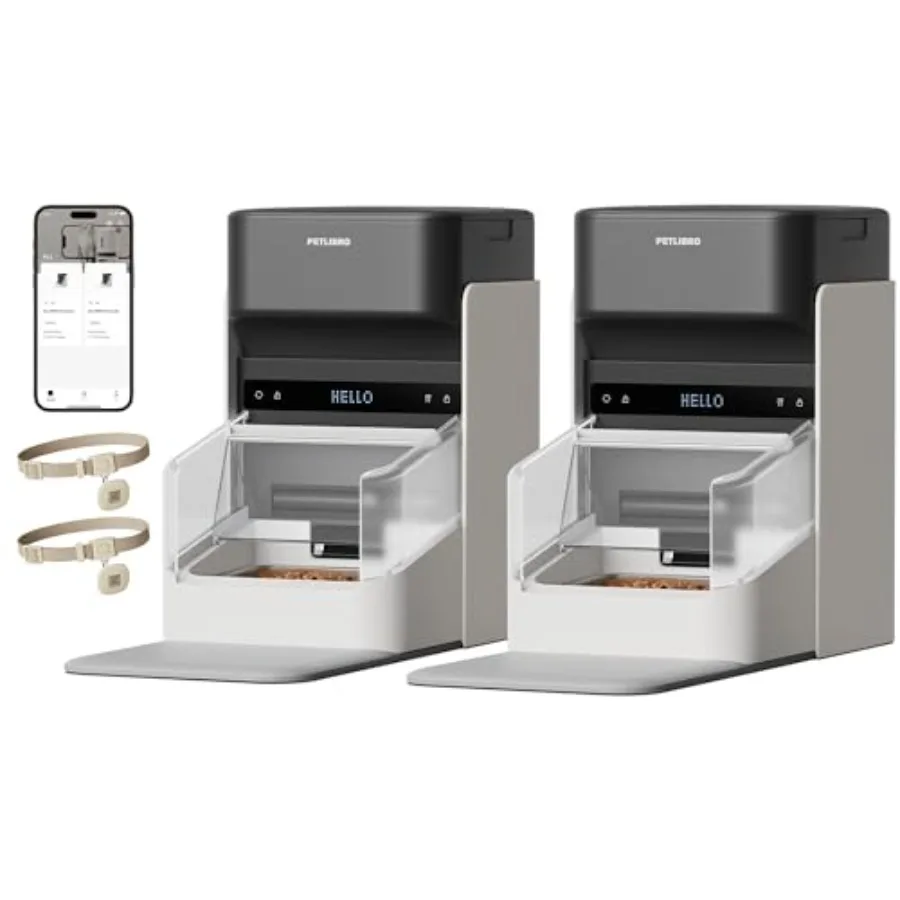 

Automatic Cat Feeders for 2 Cats RFID Collar Tag for Exclusive Meals Cats Recognition to Stop Food Stealing Diet Tracking for M