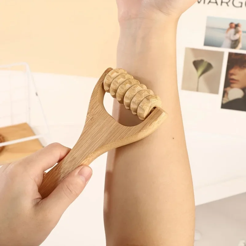 1 Stück Bambus-Massageball Handroller für Schulter und Nacken Meridian-Entspannung Manuelles Entspannungswerkzeug