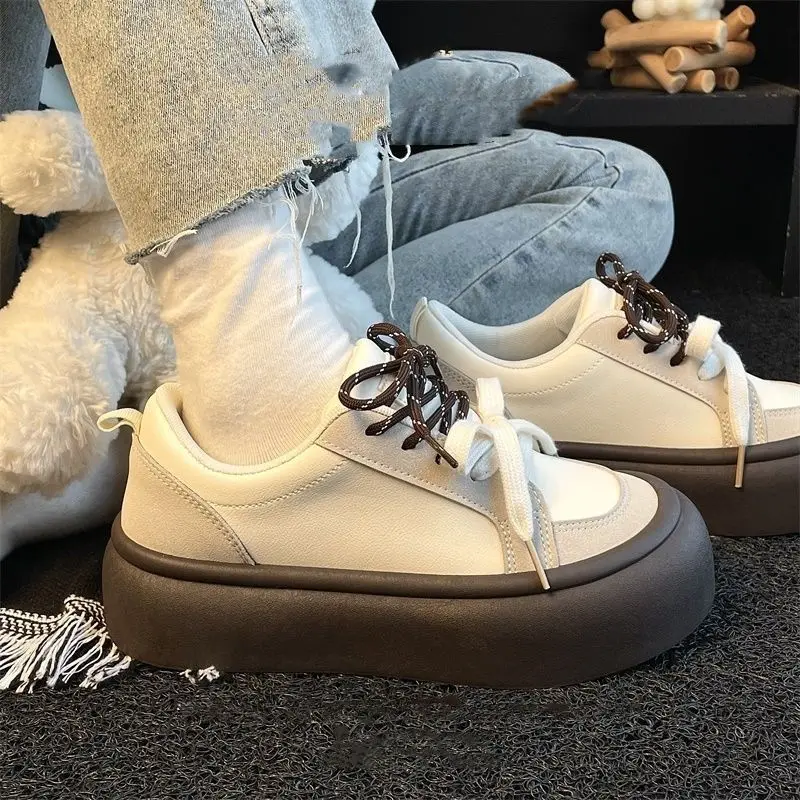 

Spring Women's Platform Shoes Comfortable Durable Thick Sole Korean Style Ins Casual Sneakers Versatile Streetwear Footwear​