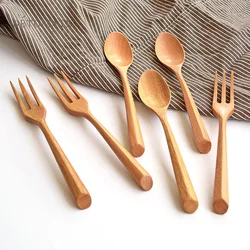 Wood Portable Tableware Wooden Cutlery Sets Bamboo Fork Travel Dinnerware Suit Environmental Kitchen Tool