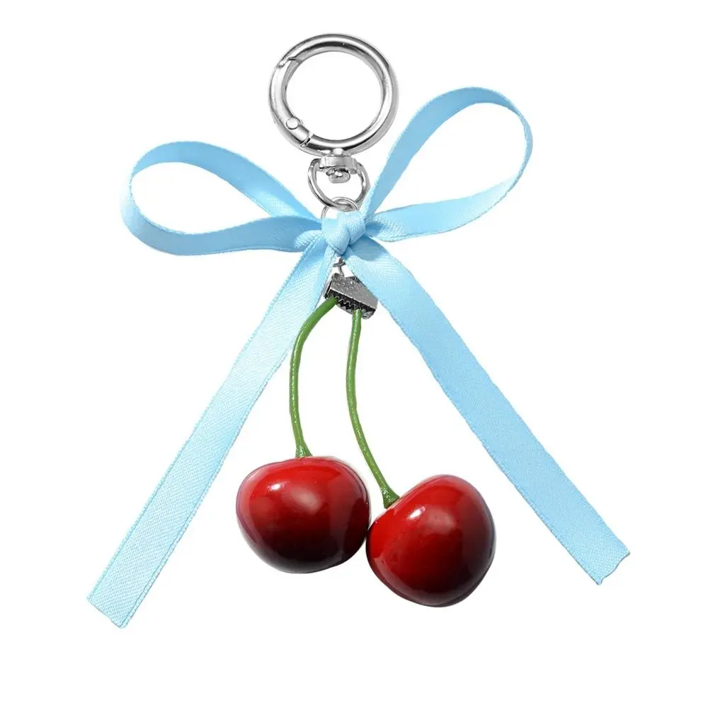 Alloy Keyring Phone Charms Ribbon Bow Keychain Keyring Checkered Cherry Pendant Bowknot Fashion Ballet Style Pendant Women Girls