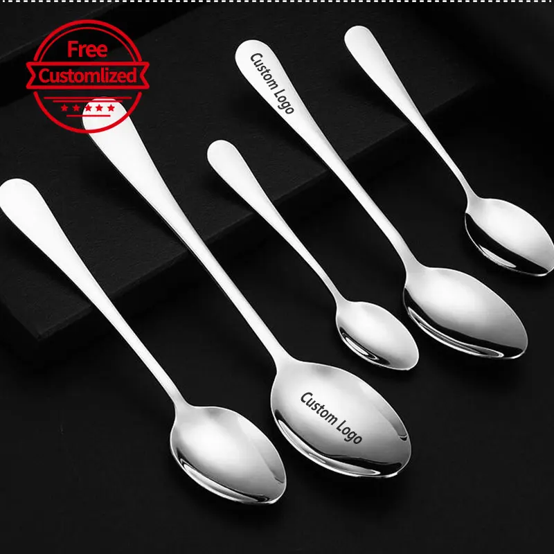 10pcs custom spoons, customized long handled ice spoons, custom dessert coffee spoons, Personalized custom dessert spoons