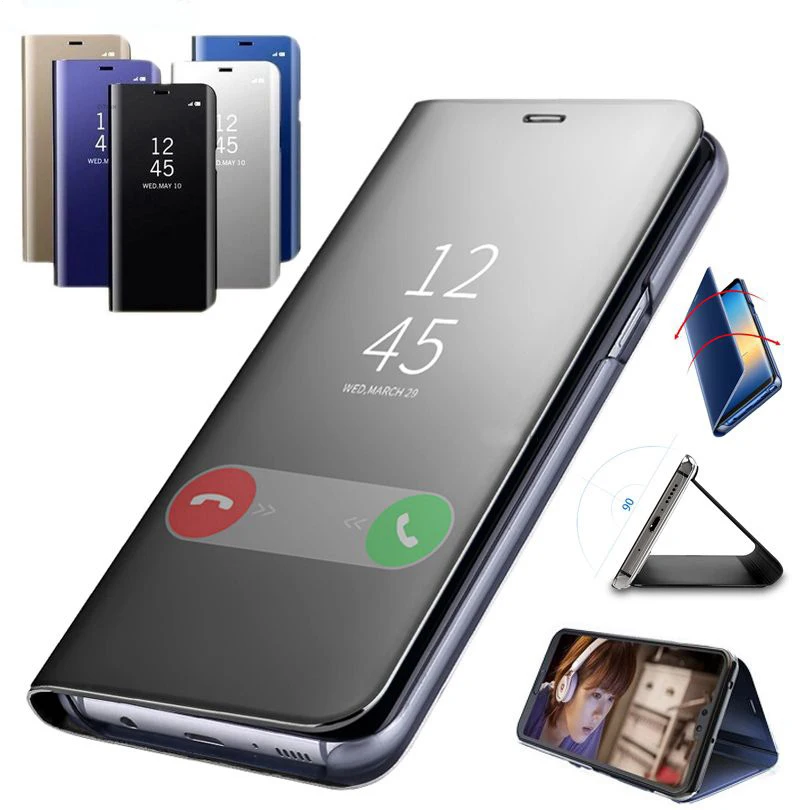 Smart Mirror Leather Flip Phone Case For Galaxy A05s A50S Magnetic Book Stand Cover Shockproof Shell capa For Samsung A05 A50