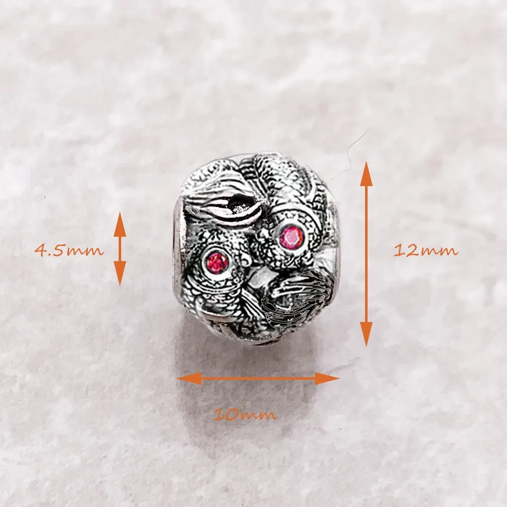 Koralik Koi Fish Fine Jewelry Vintage 925 Sterling Silver prezent talizman dla kobiet mężczyzn — zdjęcie 2