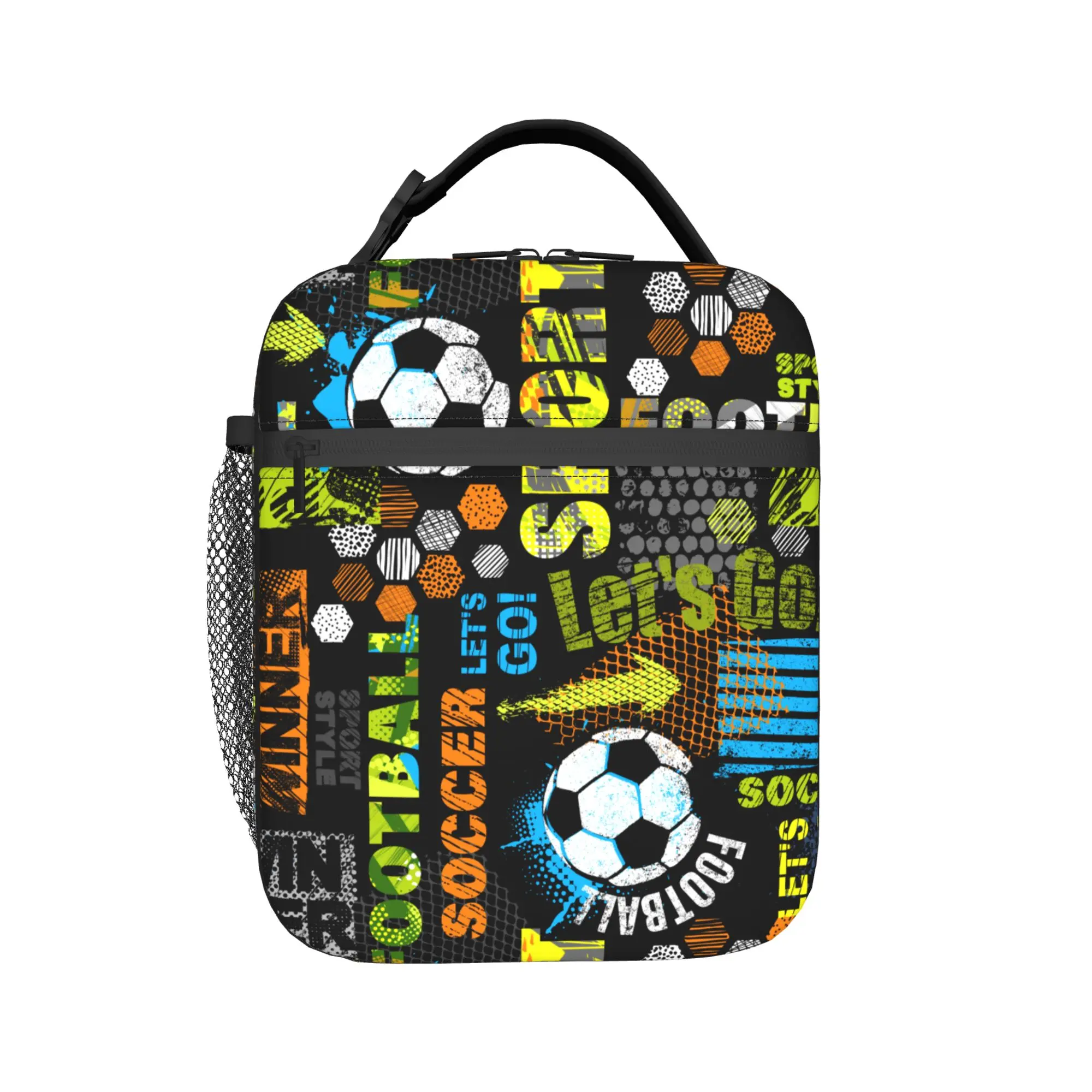 Abstract Soccer Ball Merch Insulated Lunch Bags For Picnic Grunge Football Storage Food Boxes Reusable Cooler Thermal Lunch Box