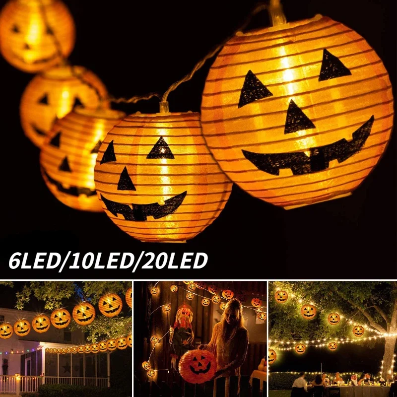 

Halloween Pumpkin String Lights 3D Halloween Lantern Party Home DIY Decor Warm White Light Battery Operated Light