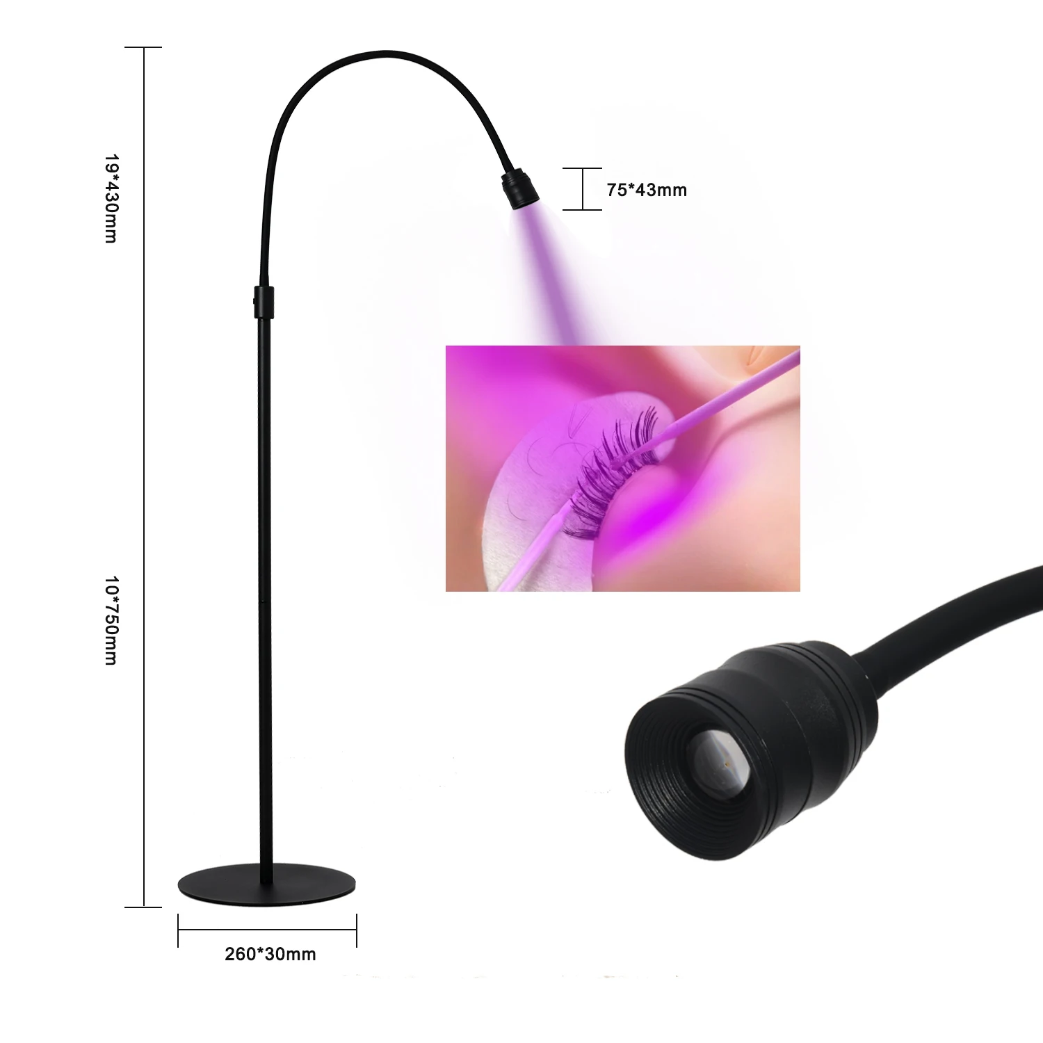 Imagem -03 - Lâmpada uv Extensão de Cílios Gel Cura Lâmpada de Assoalho para Salão de Beleza Interruptor pé Suporte da Lâmpada Ajustável Ângulo Holofotes Led12w