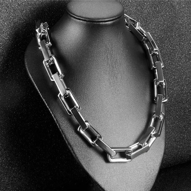

9.5mm Thick Stainless Steel Bamboo Necklaces Bracelets for Men Women Waterproof Square Rhombus Chain Accessories