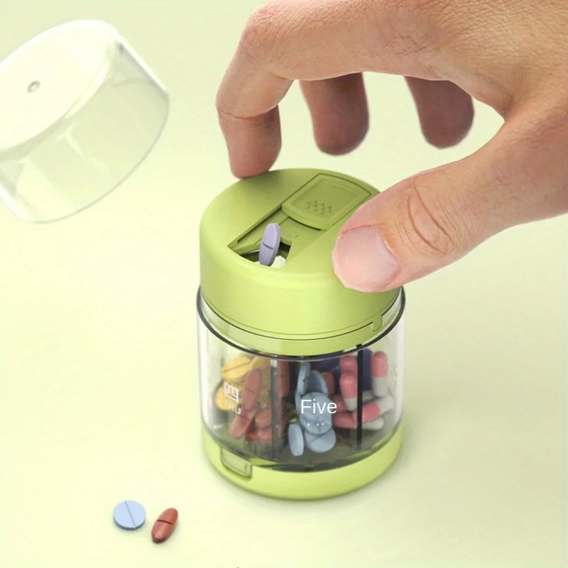 7-Day Pill Organizer with Built-In Medicine Cutter - Portable Compact for Travel, Office, and Outdoor