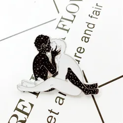 Creative Couple Kissing Enamel Pins Starry Couple Brooch Alloy Backpack Jeans Clothes Badge Jewelry Accessories