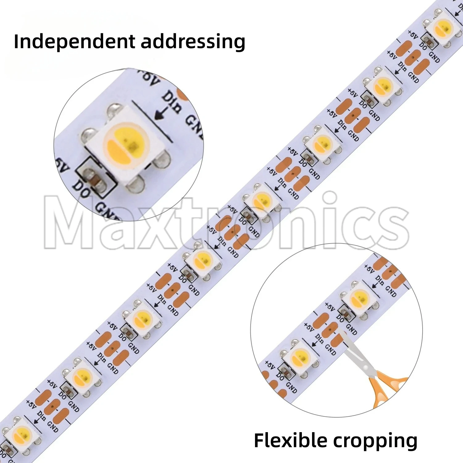 NEW 1M/5M WWA SK6812 Pixel LED Strip Warm White+White+Amber DC5V 30/60/144 LEDs/M Programmable Addressable Individual Tape Light view 3
