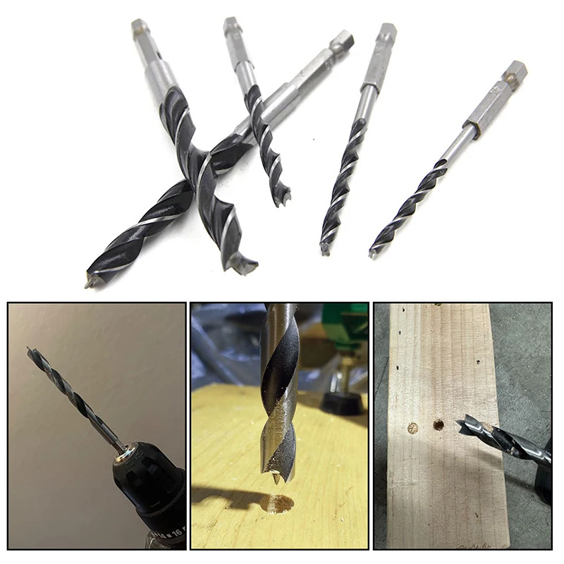 5-piece set of hexagonal handle three pointed woodworking positioning drill, woodworking tool, plastic cardboard bamboo hole ope