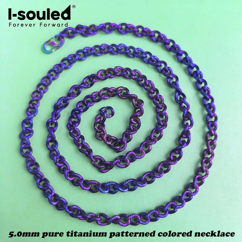 5.0mm TA1 pure titanium anodized twisted chain necklace, simple and fashionable, lightweight and corrosion-resistant