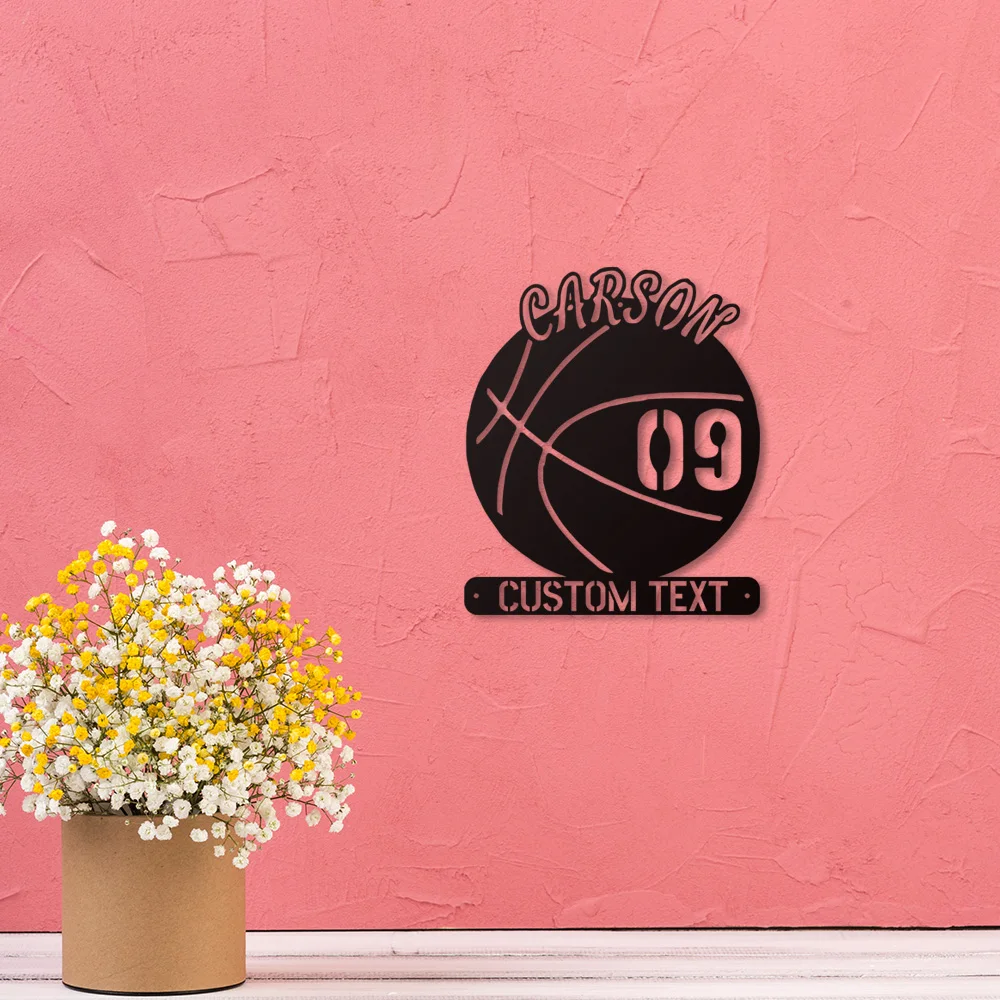 1pc cute basketball Personalized Text Iron Wall Signs Metal Wall Plaque For Home Decor Living Room Bedroom