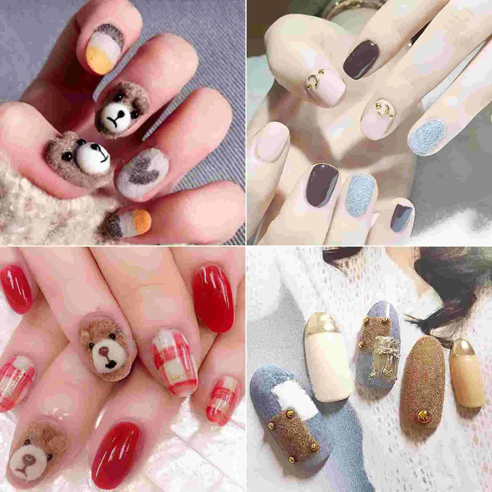 2 sets nagelgelaccessoires DIY manicure poeder decor chroom pluche salonbenodigdheden