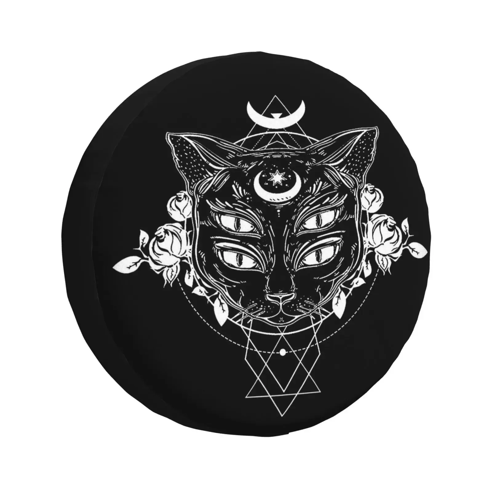 

Mystic Four Eye Cat Spare Tire Cover Occult Moon Rose Wheel Protector For SUV 4WD