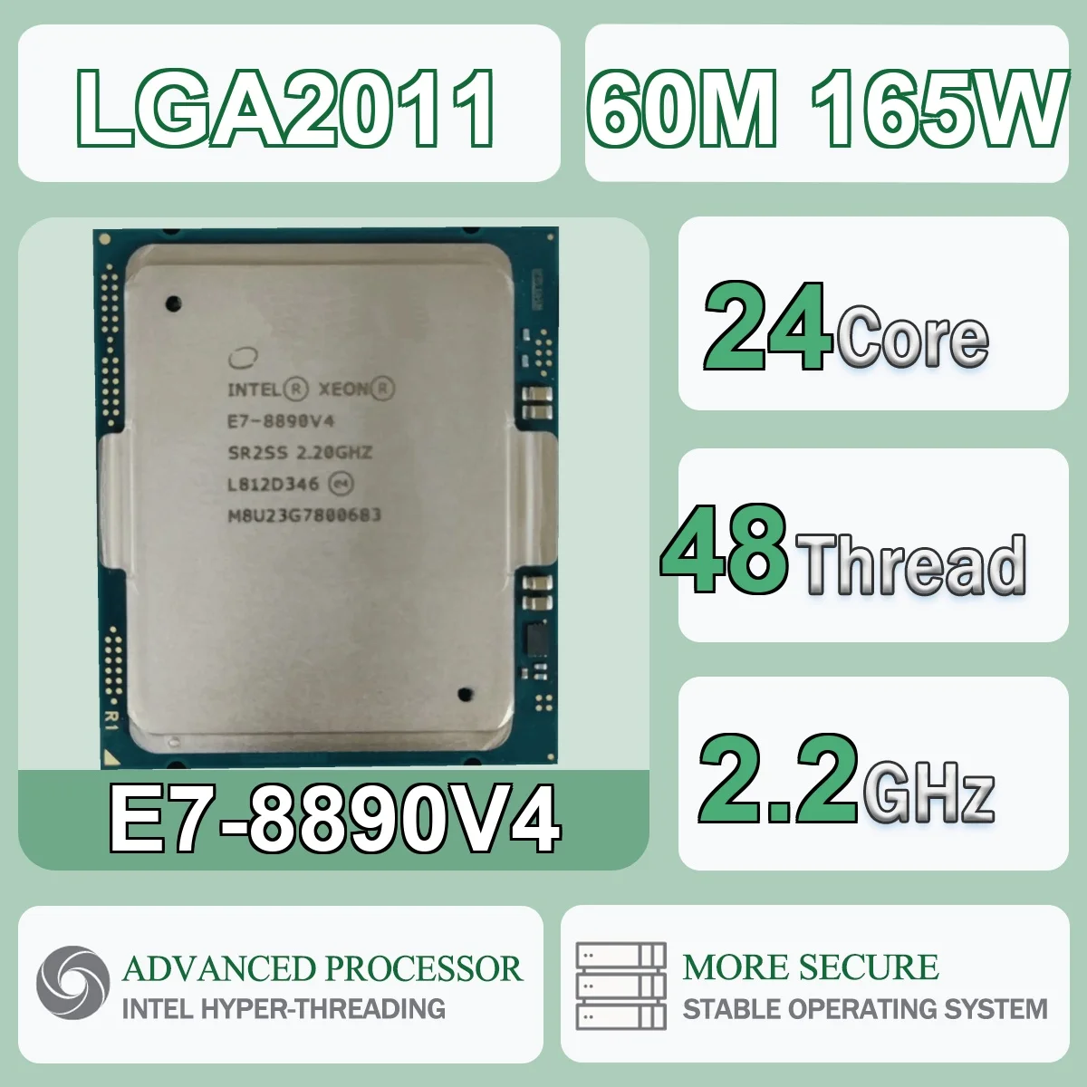 Intel Xeon E7-8890V4 24 Kerne 48 Threads 2,2GHz 165W 60MB Cache 14nm LGA 2011 SR2SS DDR4-1333/1600/1866 MHz Broadwell