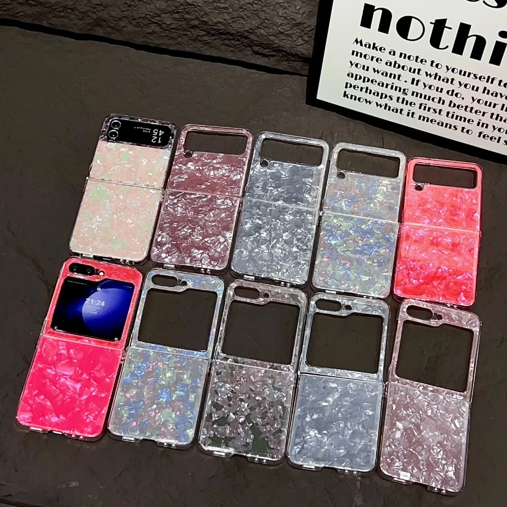 Luxury High Quality Glitter Dream Shell Phone Case for Samsung Galaxy Z Flip 7 6 5 4 3 Hard PC Shockproof Protection Back Cover
