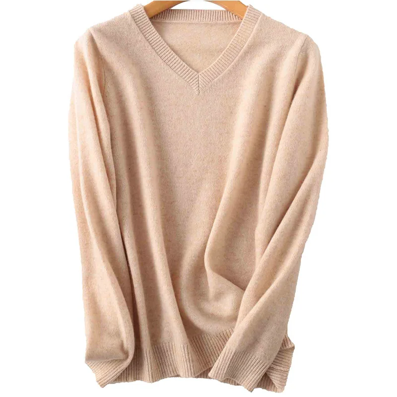 New woolen Sweater Women Cashmere 100% Merino Wool Knitted Sweater V-Neck Jumper Tops 2023 Fall Winter Warm Soft Femme Pullovers