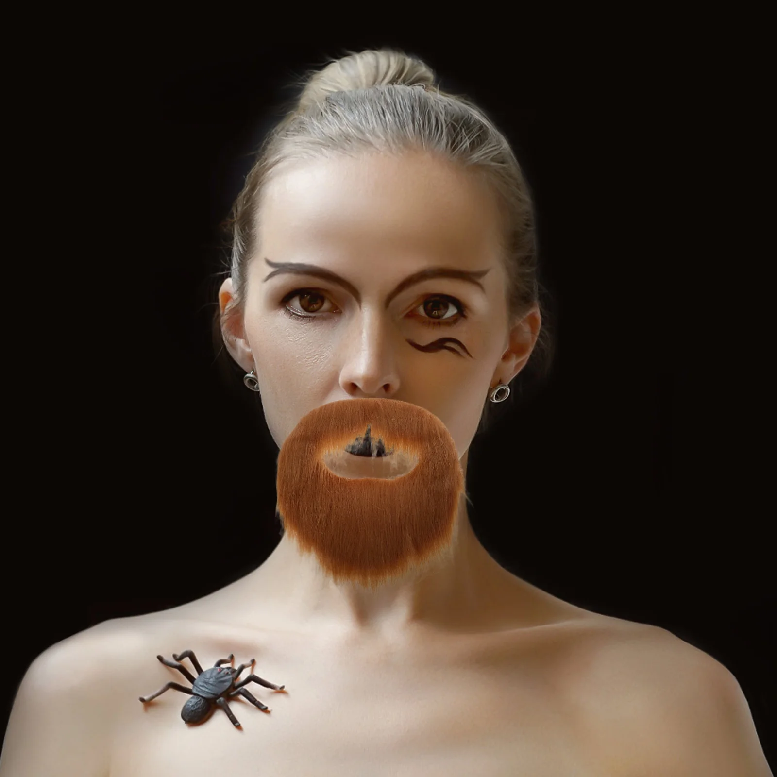 3 قطعة زي وهمية الوجه وهمية الشارب اللحية الشعر واقعية حفلة الهالوين براون الشارب الدعائم زينة اللحية كاذبة #1