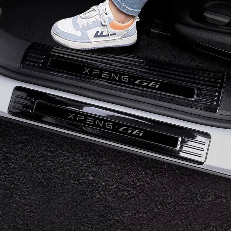 Fit For XPeng G6 2023-2025 Car Stainless Steel Door Sill Strip Welcome Pedal Protection Sticker Upgrade
