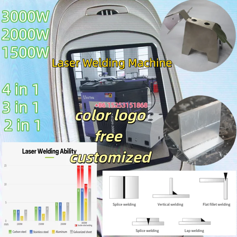 Portable Laser 3 in 1 4 in 1 5 in 1 Metal Rust Removal Cleaning Machine Hand Held Fiber Laser Welding Cleaning Cutting Machine