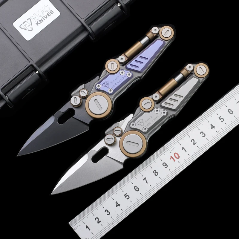 NOC MT-22 Folding Knife M390 Blade Titanium Alloy Handle Tactical Camping Treking Pocket Outdoor Fishing Friut Kitchen EDC Tools