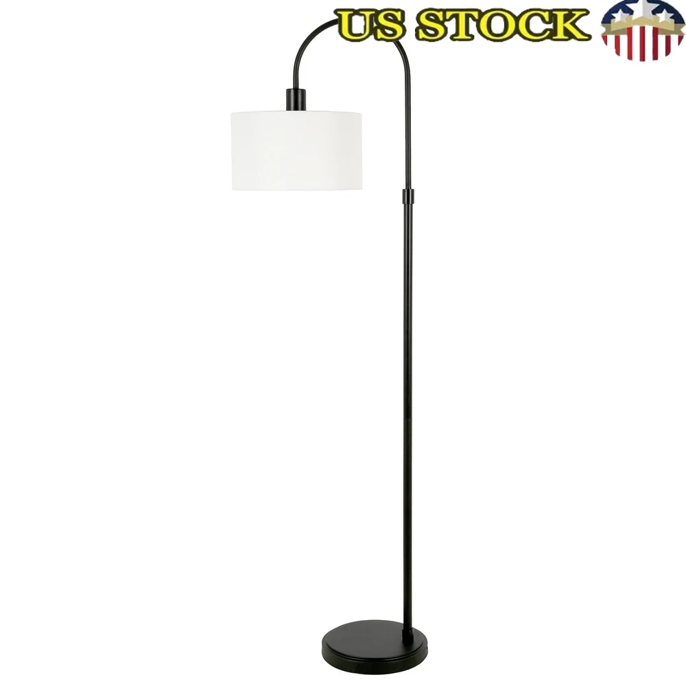 

Современный дуговой торшер с абажуром для барабана, льняная ткань, черная бронзовая основа, регулируемая высота, 100 Вт, совместимая лампа для гостиной, спальни