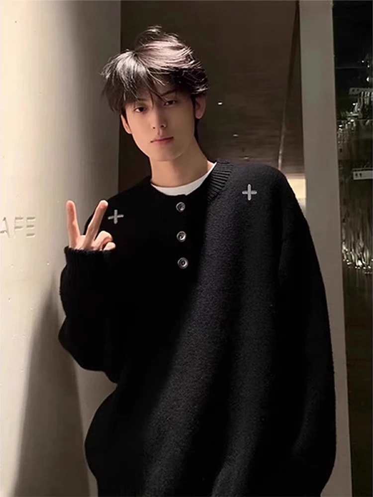 

Мужской зимний трикотажный джемпер Cleanfit с вышивкой крестиком и воротником Хенли, базовый слой для создания элегантного образа