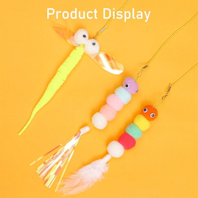Cat Teaser Toy, Simulated Dragonfly or Caterpillar, Interactive Bell and Spring Rope, Exciting Playtime Adventures, Cat Toy