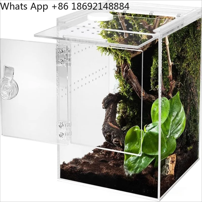 Jumping spider fence 6 * 6 * 9 inch micro habitat acrylic feeding box with front door