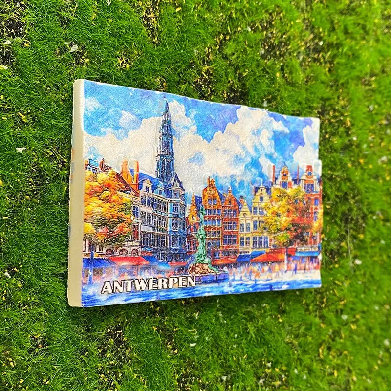 Belgium Travel Souvenirs Home Decor Crafts Gifts Antwerp, Street View 3D painted stereo refrigerator magnets