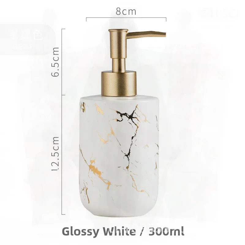 

Nordic Light Luxury Ceramic Marble Pattern Bathroom Bottle - Hand Cleanser Shampoo Body Soap Pressed into Matte Or Glossy Colors