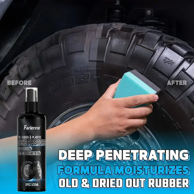 KJM 100 ml cera de protección y brillo de neumáticos: brillo negro duradero, revestimiento antienvejecimiento para automóviles, motocicletas y bicicletas