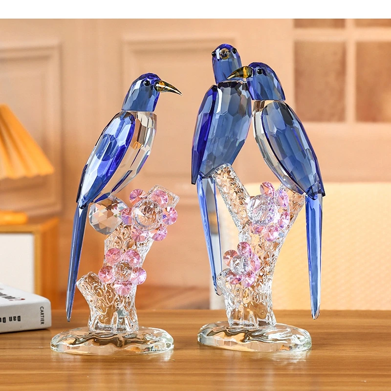 

Crystal Bird Stained Glass Handicraft Crystal Psittacula Artificial Animal Sculpture Decorative Figurines Home Decoration