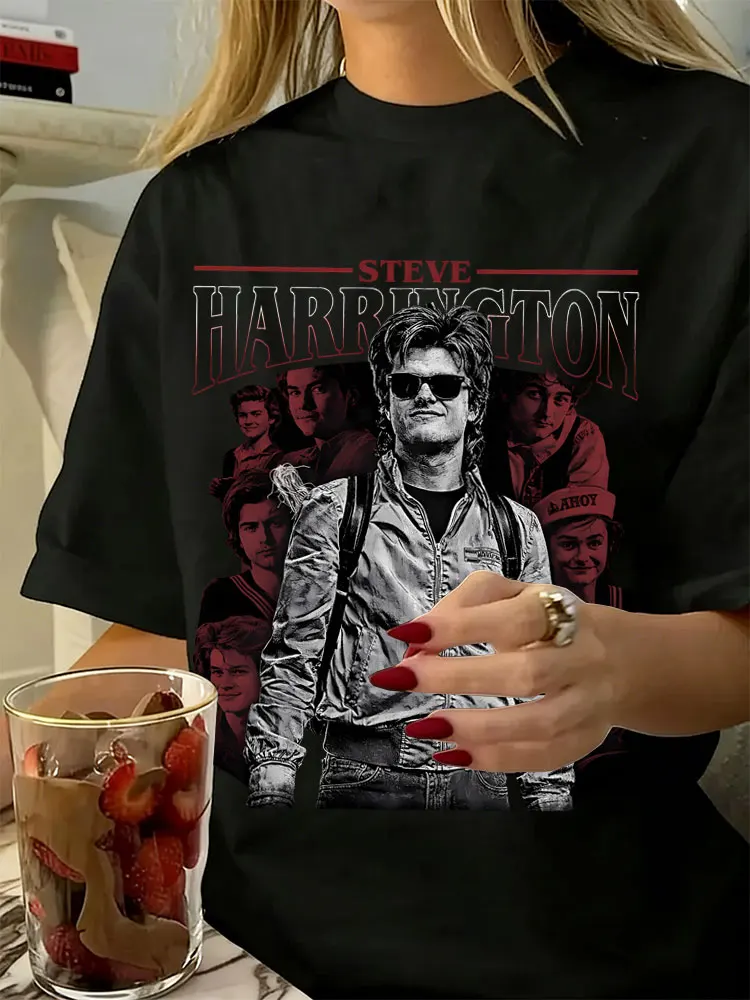 

Steve Harrington Graphic T-shirt The Demogorgon Cannibal Flower Monster Print T Shirts Men Women Gothic Rock Oversized T-shirts